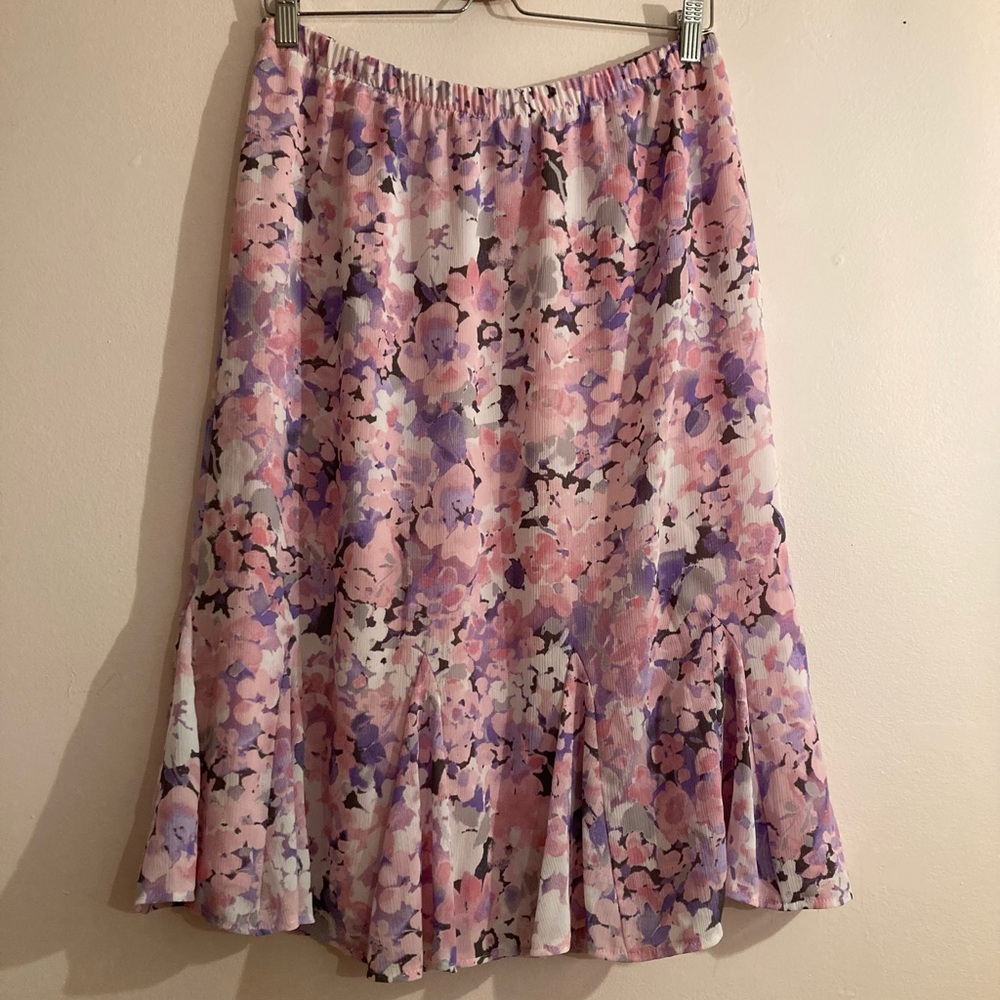 TanJay Pink and Purple Pleated Midi Skirt